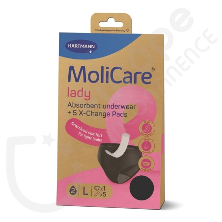 Molicare Lady Washable Absorbent Underwear 2 Drops + 5 Pads - LARGE