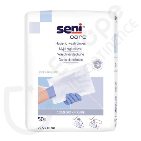 Seni Care Non-Laminated Hygienic Wash Gloves - 50 pieces